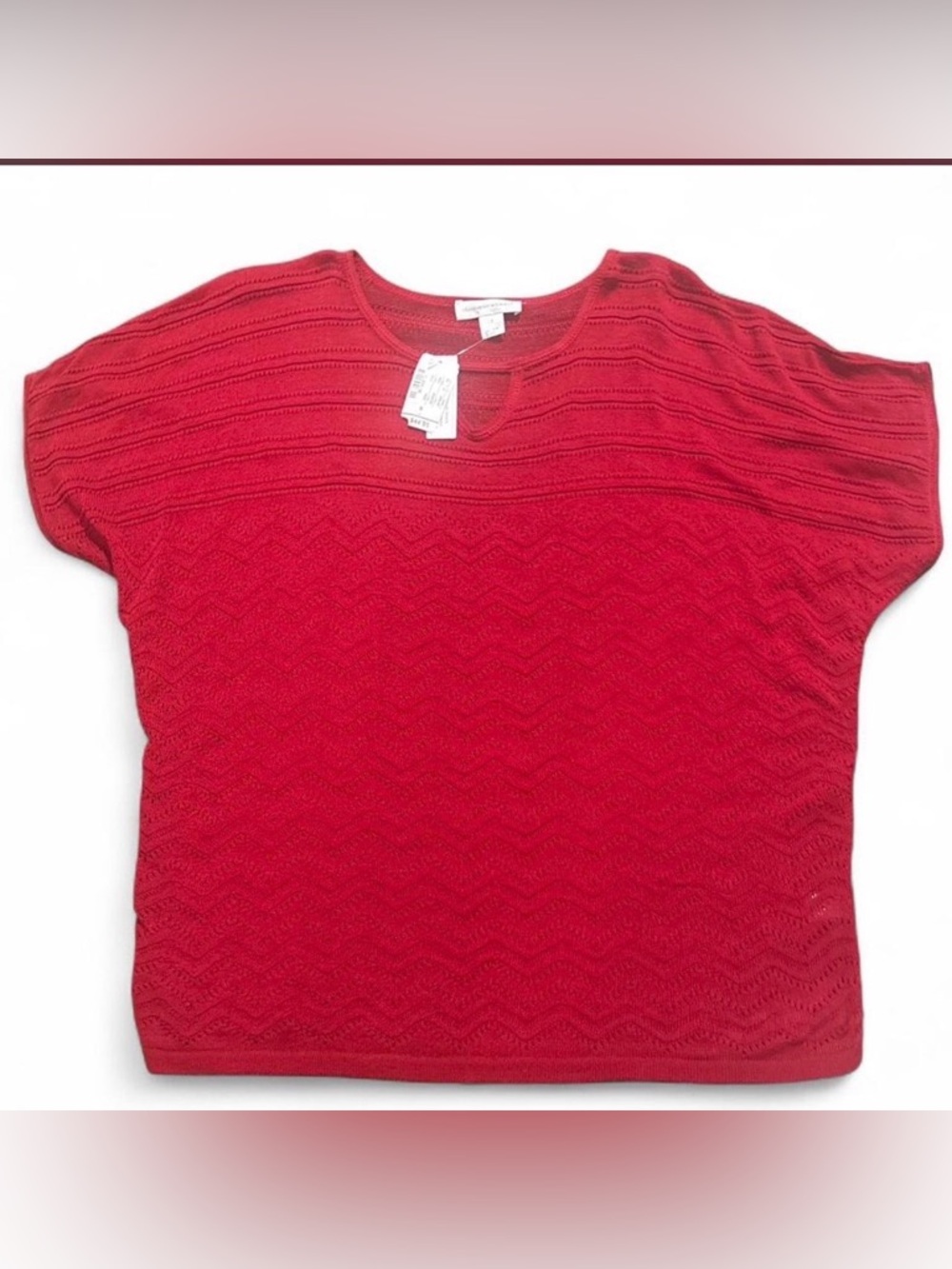 Christopher & Banks Red Short-Sleeve Knit Top